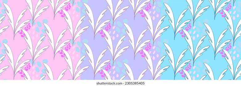 Vector seamless half-drop pattern, with  leaves