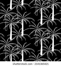 Vector seamless half-drop pattern, with palm tree