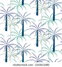 Vector seamless half-drop pattern, with palm tree