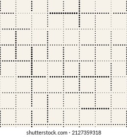 Vector seamless halftone lines pattern. Repeating geometric dotted grid texture. Stylish monochrome background design.