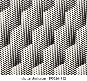 Vector seamless halftone zigzag lines pattern. Repeating abstract background. Black and white geometric design. Modern stylish texture.