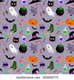 Vector seamless halloween pattern.