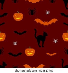 Vector seamless halloween pattern.