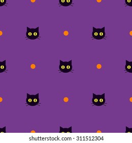 Vector seamless halloween pattern. Black, purple, orange colors.