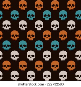 vector seamless Halloween pattern with colorful skulls