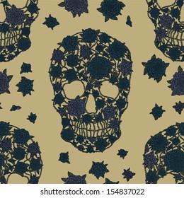 Vector seamless halloween pattern .modern stylish texture with skulls. repeating abstract background.