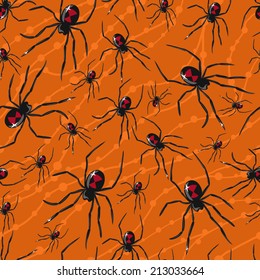 Vector seamless Halloween pattern with poisonous spiders