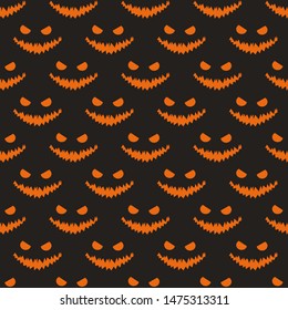 Vector seamless Halloween pattern with scary smiles. Simple halloween design for greeting card, gift box, wallpaper, fabric, web design.