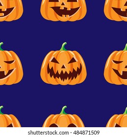 Vector seamless Halloween pumpkin pattern. Vector illustration.