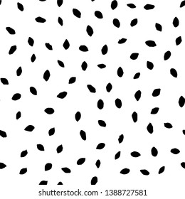Vector seamless hand draw polka dot brush black and white pattern. Monochrome Scandinavian backgrounds of simple primitive with dots for textile design, for covers of notebooks and other