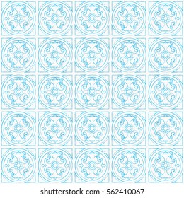 Vector seamless hand draw venetian background. Sky blue pattern on white background