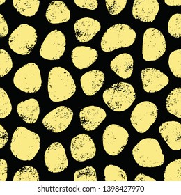 Vector seamless hand drawn abstract pattern texture with bold stain print. Fashion grunge geometric textile, package background. Colorful trendy wallpaper, fabric, apparel design.