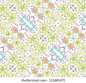 vector seamless hand drawn colorful floral pattern background