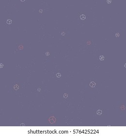 Vector seamless hand drawn cubes pattern. Multi-colored starry texture background. Flying transparent cubes in night sky.