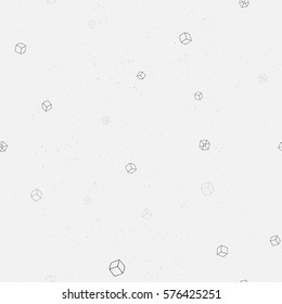 Vector seamless hand drawn cubes pattern. Layered starry texture background. Flying transparent cubes in space.