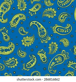 vector seamless hand drawn cute graphical oriental paisley pattern with flowers, dots. gentle print. summer time.
