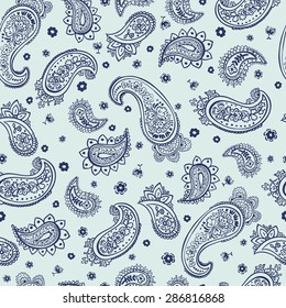 vector seamless hand drawn cute graphical oriental paisley pattern with flowers, dots. gentle print. summer time.