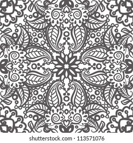 vector seamless hand drawn floral pattern background