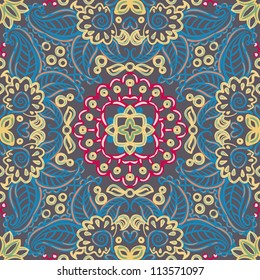 vector seamless hand drawn floral pattern background