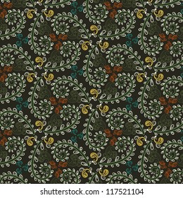 vector seamless hand drawn floral pattern background
