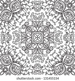 vector seamless hand drawn floral pattern background