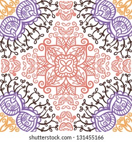 vector seamless hand drawn floral pattern background