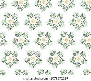 Vector sin fisuras de patrón floral dibujado a mano con chispa de nieve navideña. Elemento para el diseño. Se puede usar para papel tapiz, rellenos de patrones, fondo de página web, texturas superficiales, tela clásica.