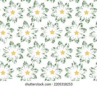 Vektor nahtlose, handgezeichnete Blumenmuster mit grünem und goldenem Weihnachtsschneeflocken. Aquarellfarben Weihnachten und Neujahr Muster auf weißem Hintergrund. 