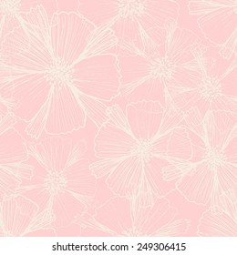 Vector Seamless Hand Drawn Floral Background