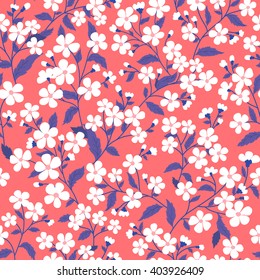 vector seamless hand drawn gentle naive floral pattern, fantasy wild flowers, colorful summer mood, romantic flower background allover print