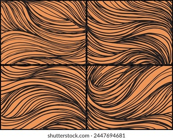 Vector Seamless Hand Drawn Lines Patterns. Vector Light Broun And Black Abstract Background