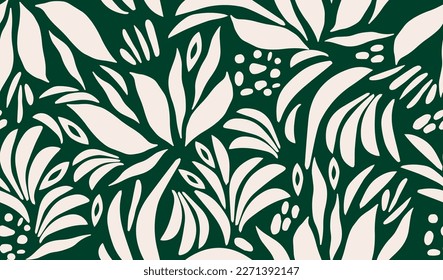 Vector seamless Hand drawn minimal abstract organic shapes pattern. Collage contemporary print. Fashionable template for design.