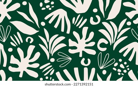 Vector seamless Hand drawn minimal abstract organic shapes pattern. Collage contemporary print. Fashionable template for design.