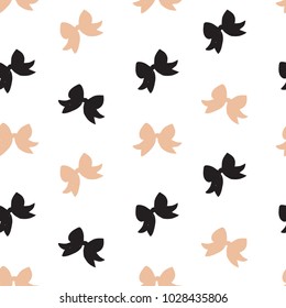 Vector seamless hand drawn pattern with bows. Ribbon decoration pattern for paper, textile, handmade decoration, scrap-booking, polygraphy, t-shirt, cards.