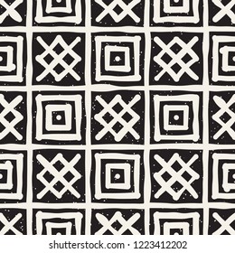 Vector seamless hand drawn pattern. Modern stylish abstract texture. Repeating geometric tiles from striped elements