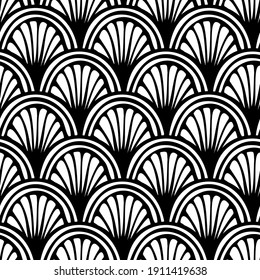 Vector seamless hand drawn pattern, fish scale print. Beautiful asian style design for textile, wallpaper, wrapping paper, stationery.