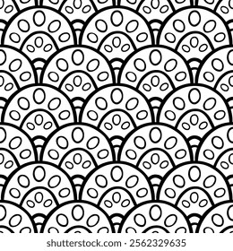 Vector seamless hand drawn pattern, fish scale print. Beautiful asian style design for textile, wallpaper, wrapping paper.
