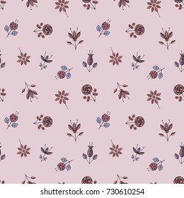 Vector seamless hand drawn pattern, decorative stylized childish flowers Doodle style, graphic illustration Ornamental cute hand drawing Series of doodle, cartoon, sketch illustrations