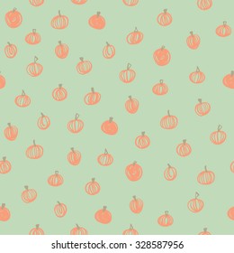 Vector seamless hand drawn pumpkin background for Halloween