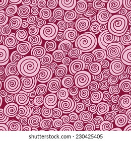 Vector sin fisuras de giro de las rosas dibujadas a mano. Fondo rosa brillante para el día de San Valentín