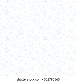 Vector Seamless Hand Drawn Simple Snow Pattern. Winter Background With Snowfall