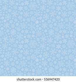 Vector seamless hand drawn simple snow pattern. Winter background with snowfall