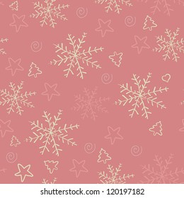 Vector seamless hand drawn snowflakes background.