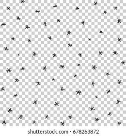 Vector seamless hand drawn stars and snow pattern. Snowfall vector illustration.