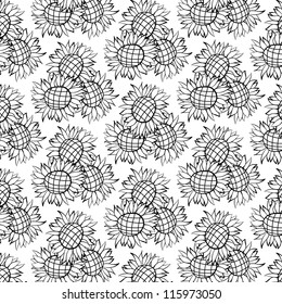 vector seamless hand drawn sunflower pattern background