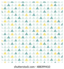 Vector seamless hand drawn triangle patterns. Concept distortion of pine trees forest in winter.