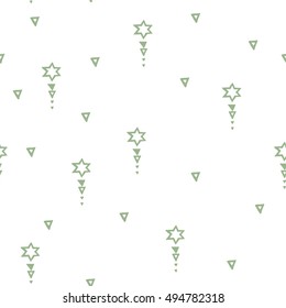 Vector Seamless Hand Drawn Tribal Pattern.Trendy Abstract Doodle With Geometric Decor Elements With Arrows. For Banners, Wallpaper, Posters, Web And Phone Case. 