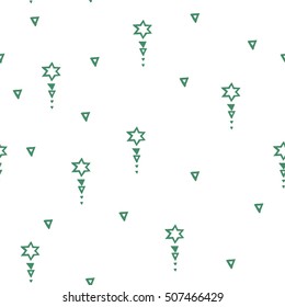 Vector Seamless Hand Drawn Tribal Pattern.Trendy Abstract Doodle With Geometric Decor Elements With Arrows. For Banners, Wallpaper, Posters, Web And Phone Case. 