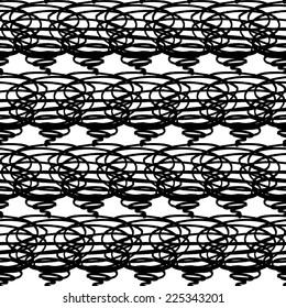 Vector seamless hand-drawn abstract pattern black and white.