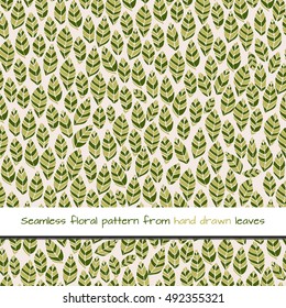 Vector seamless handdrawn pattern from autumn leaves. Fashionable colours.